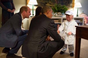 Little Trump in bathrobe